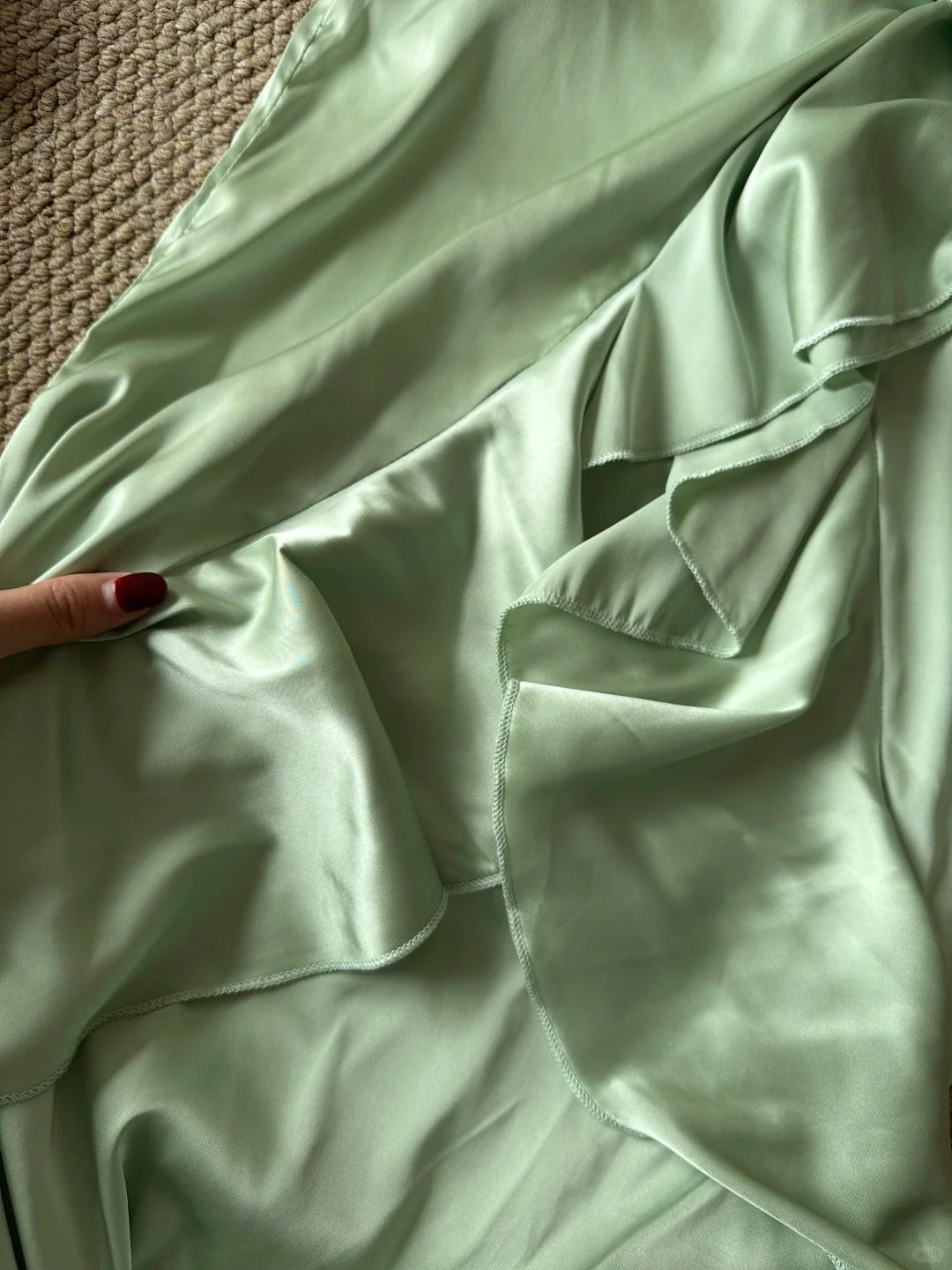 Elegant Green Slim Fit Halter Backless Ruffle Satin Classy Prom Dress