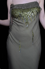 Elegant Green Spaghetti Strap Mermaid Ruffle Sequin Chiffon Long Classy Prom Dress