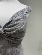 Elegant Grey Mermaid V-Neck Sequined Long Classy Prom Dress