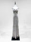 Elegant Grey Mermaid V-Neck Sequined Long Classy Prom Dress