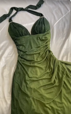 Elegant Halter Straps Ombre Green Long Chiffon Classy Prom Dress