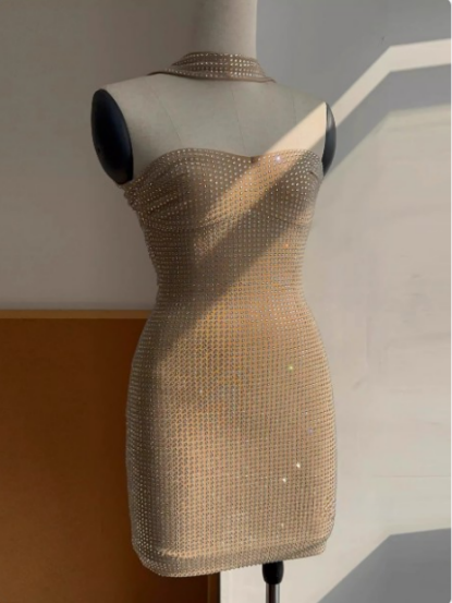 Elegant Hot Diamond Tube Top Slim Fit Hip 17Th Birthday Short Skirt Homecoming Dress Secondary image