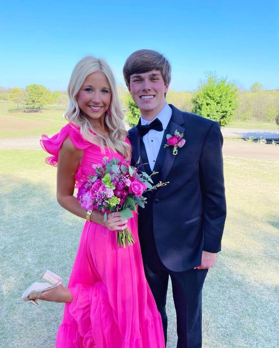 Elegant Hot Pink Long Classy Prom Dress