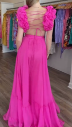 Elegant Hot Pink Long Classy Prom Dress
