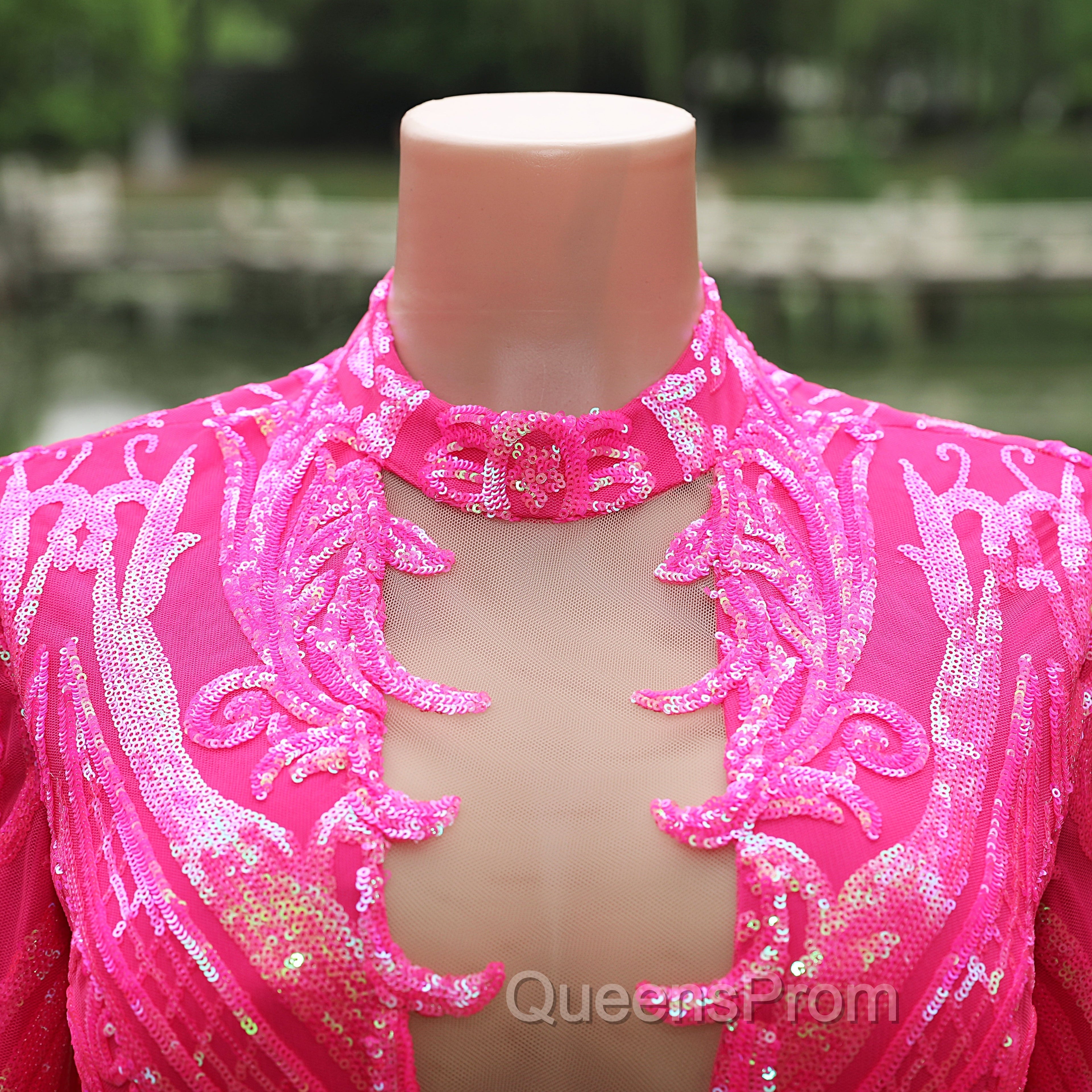 Elegant Hot Pink Mermaid Evening Prom Dress Sequin Evening Party Dress Pageant Dress for Women