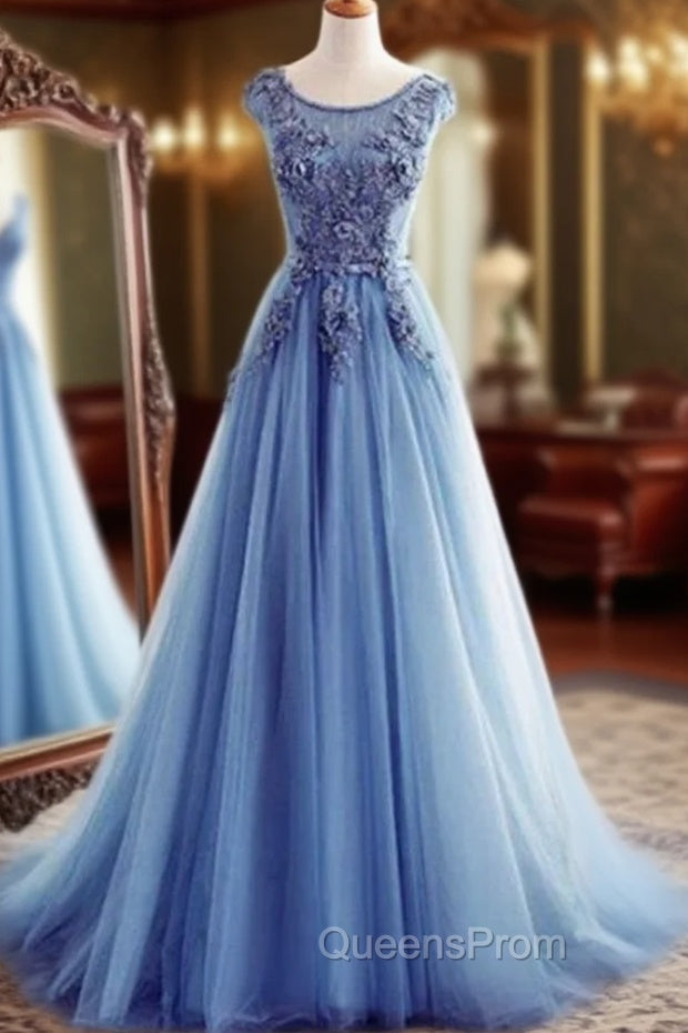 Elegant Illusion Sleeveless Lace Appliques A-line Lace-up Evening Prom Party Gowns Main image