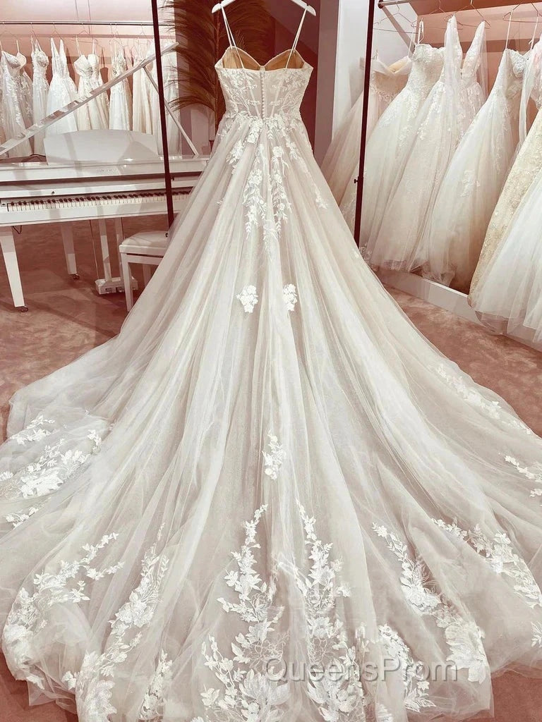 Elegant Italian Noodle Strap A-Line Lace Wedding Bridal Dress Secondary image