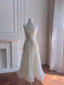 Elegant Ivory A-Line Halter Nack Pearl Pleated Chiffon Classy Prom Dress