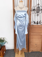 Elegant Ivory Halter Off-The-Shoulder Slim-Fit Satin Long Classy Prom Dress
