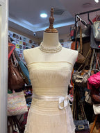 Elegant Ivory Strapless Fitted Waist Feather Lace A-Line Classy Prom Dress