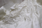 Elegant Ivory V-Neck Beaded Tulle Satin High-Low Classy Prom Dress