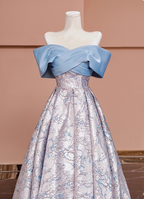Elegant Jacquard Satin Off-The-Shoulder Long Classy Prom Dress