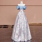 Elegant Jacquard Satin Off-The-Shoulder Long Classy Prom Dress