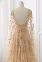 Elegant Jewel Long Sleevess Ruffle Evening Prom Dress with Beadings On Sale