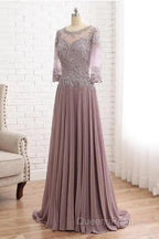 Elegant Lace Jewelry Collar With 3/4 Sleeves Mother Of The Bride Dress