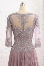 Elegant Lace Jewelry Collar With 3/4 Sleeves Mother Of The Bride Dress