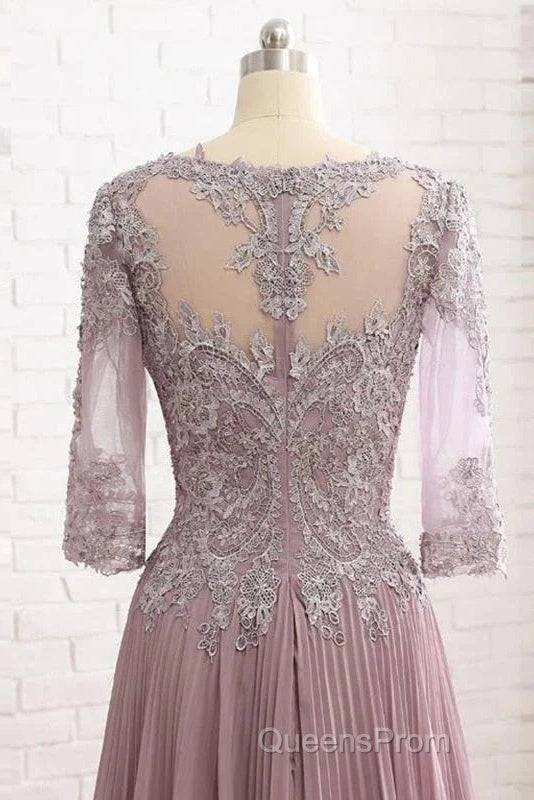 Elegant Lace Jewelry Collar With 3/4 Sleeves Mother Of The Bride Dress