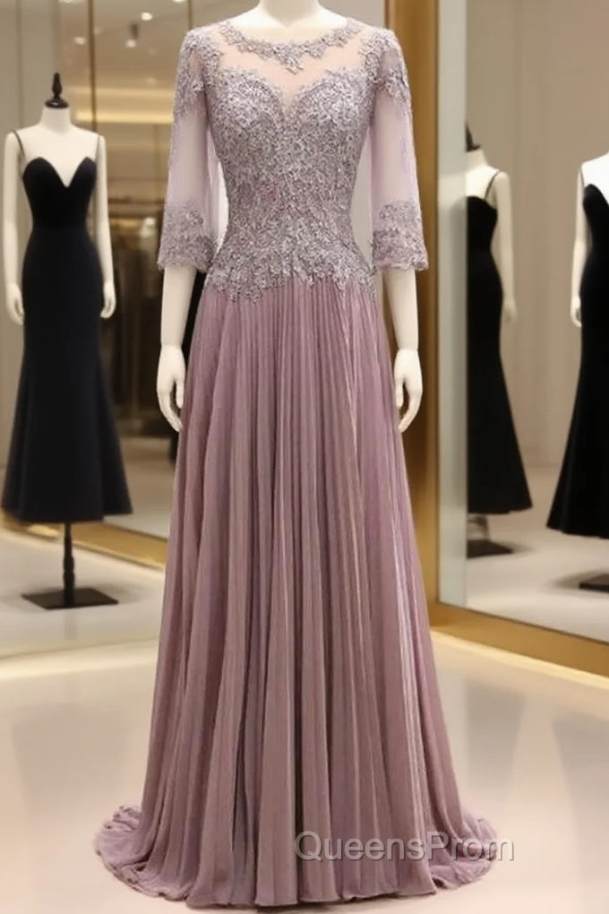 Elegant Lace Jewelry Collar With 3/4 Sleeves Mother Of The Bride Dress