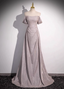 Elegant Light Gray-Pink Mermaid Glitter Satin Long Classy Prom Dress