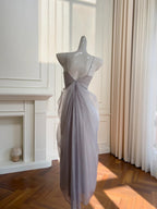 Elegant Light Purple Strappy V-Neck Chiffon Long Classy Prom Dress