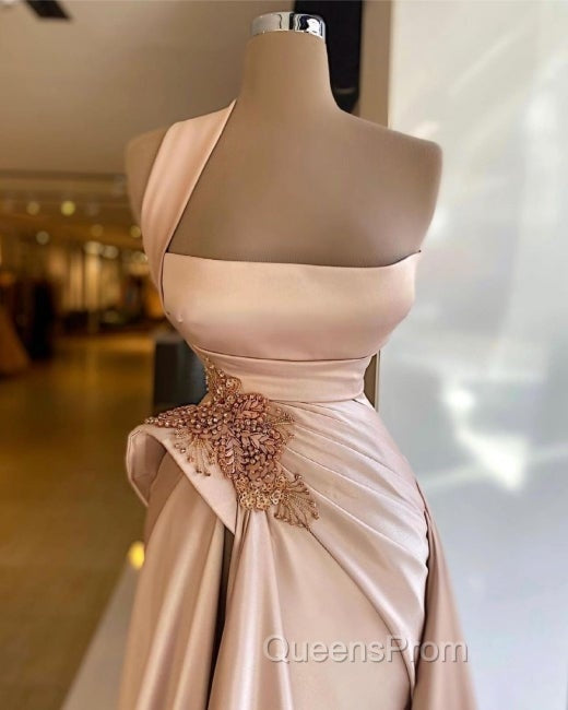Elegant Long Champagne High Split Evening Prom Dress Secondary image