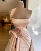 Elegant Long Champagne High Split Evening Prom Dress