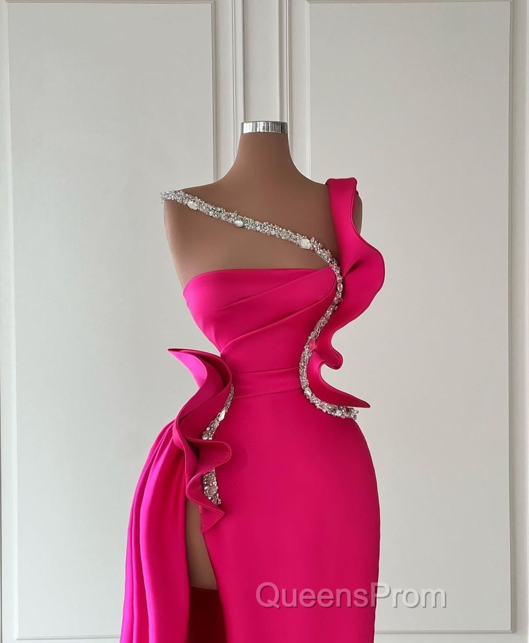 Elegant Long Glitter Sleeveless Front Split Long Evening Prom Dress With Ruffles Long Secondary image