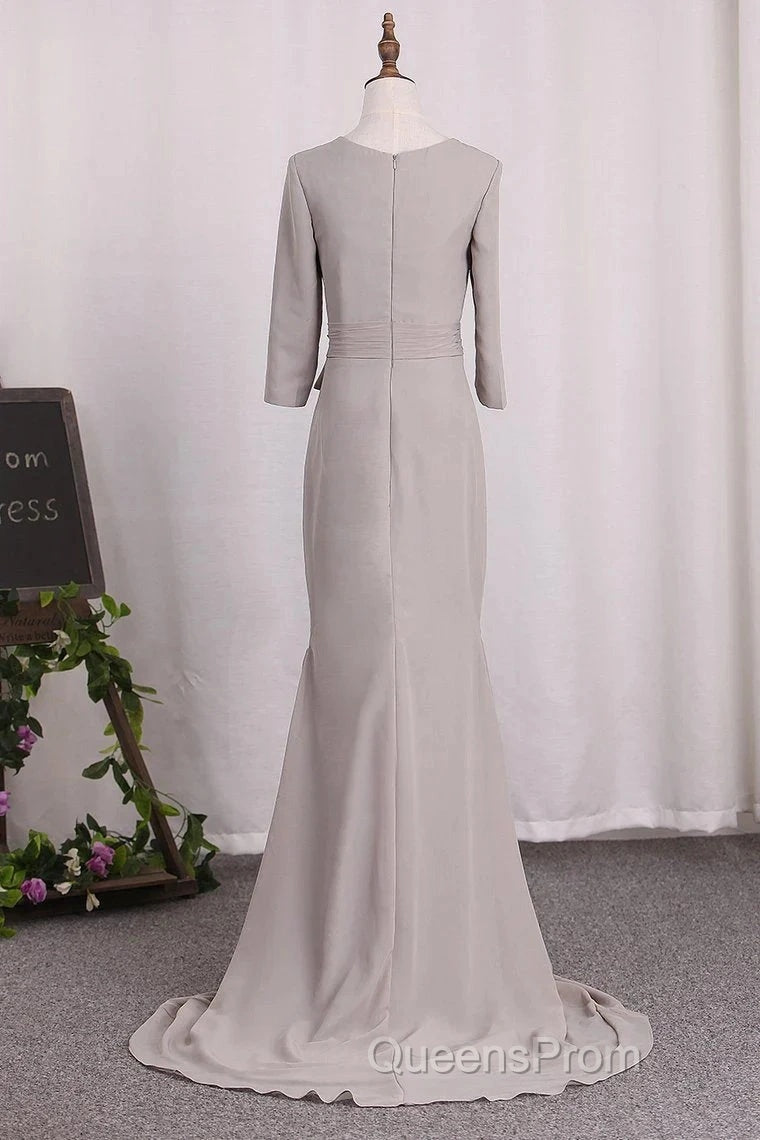 Elegant Mermaid 3/4 Long Sleeved Chiffon Bra With Belt Bride Mother Of The Bride Dress Secondary image