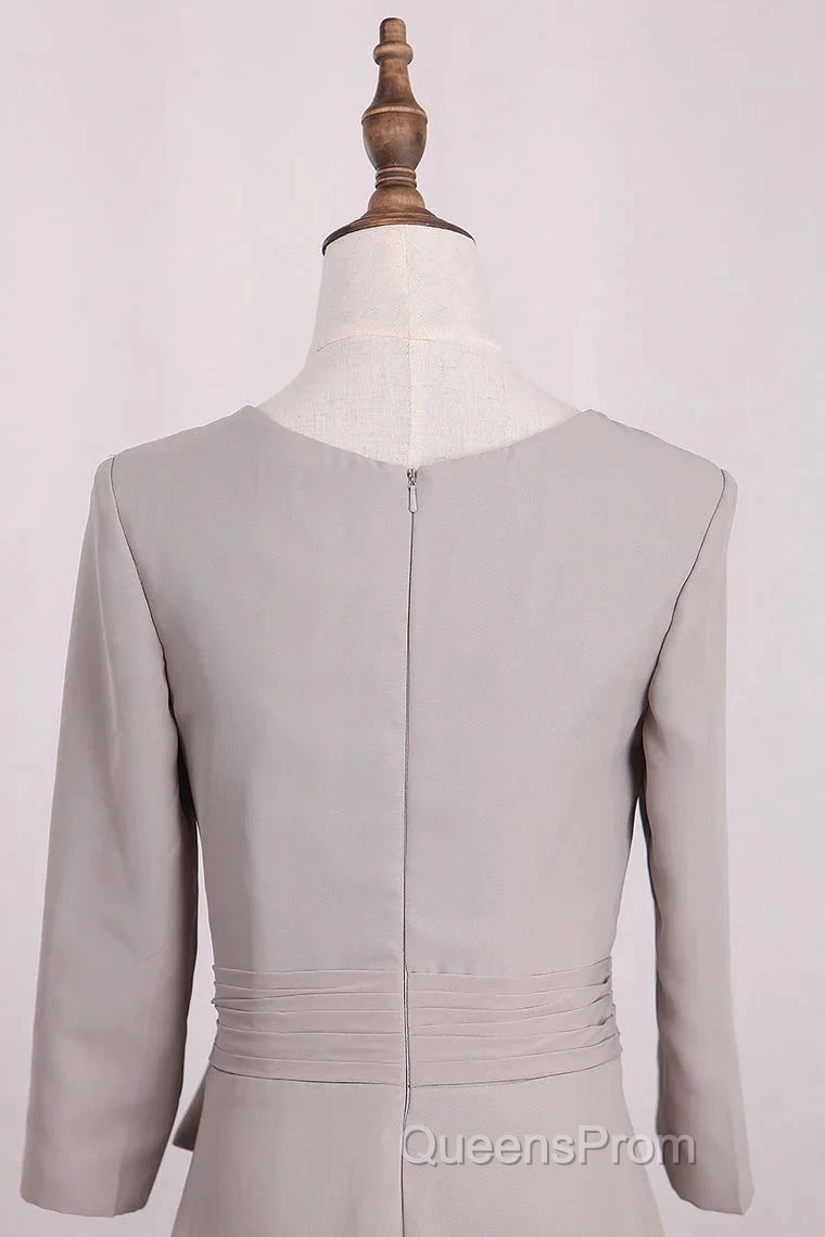 Elegant Mermaid 3/4 Long Sleeved Chiffon Bra With Belt Bride Mother Of The Bride Dress