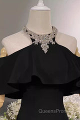 Elegant Mermaid Black Long Evening Prom Dress Formal Evening Dress