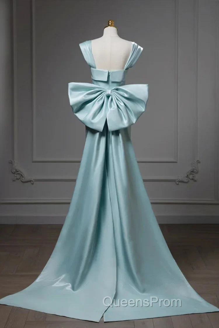 Elegant Mermaid Bow Satin Long Evening Dress Evening Prom Dress Secondary image