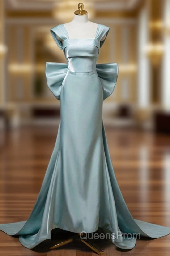 Elegant Mermaid Bow Satin Long Evening Dress Evening Prom Dress Main image
