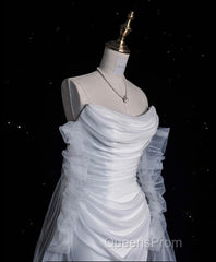 Elegant Mermaid Off The Shoulder White Wedding Dress With Train Bridal Gowns