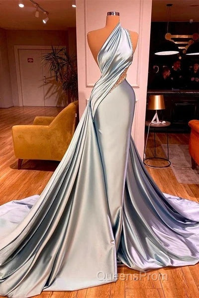 Elegant Mermaid One Shoulder Satin Long Evening Dress Evening Prom Dress Secondary image