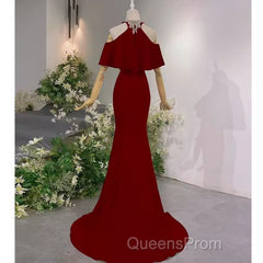 Elegant Mermaid Red Long Evening Prom Dress Formal Evening Dress