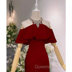Elegant Mermaid Red Long Evening Prom Dress Formal Evening Dress
