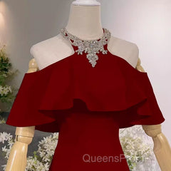 Elegant Mermaid Red Long Evening Prom Dress Formal Evening Dress
