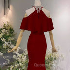 Elegant Mermaid Red Long Evening Prom Dress Formal Evening Dress