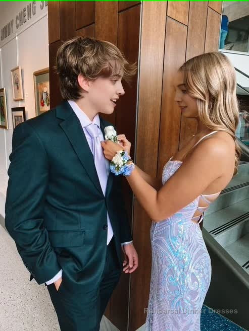 Elegant Mermaid Sequin Backless Long Prom Dresses Formal Dress Secondary image