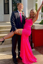 Elegant Mermaid Sequin Pink Long Classy Prom Dress Classy Dress