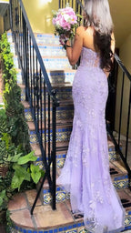 Elegant Mermaid Sleeveless Lace Lilac Classy Evening Classy Prom Dress Long Classy Prom Dress