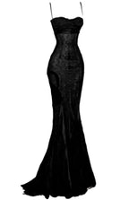 Elegant Mermaid Spaghetti Straps Black Lace Long Classy Prom Dress Birthday Outfits