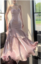 Elegant Mermaid Spaghetti Straps Blue Satin Long Classy Prom Dress Party Dress 21St Birthday Outfits Graduation Dress