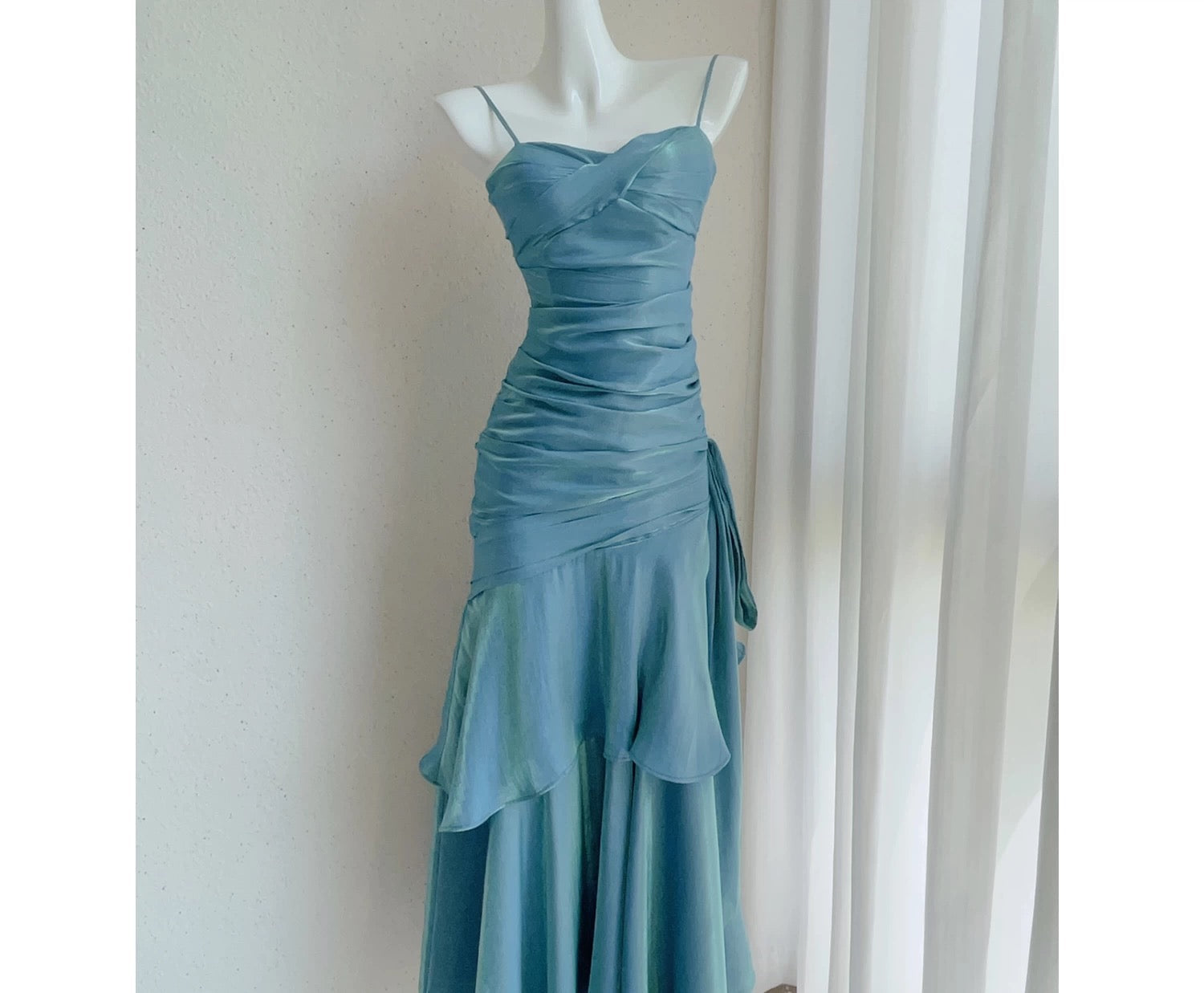 Elegant Mermaid Spaghetti Straps Blue Satin Long Classy Prom Dress Party Dress 21St Birthday Outfits Graduation Dress