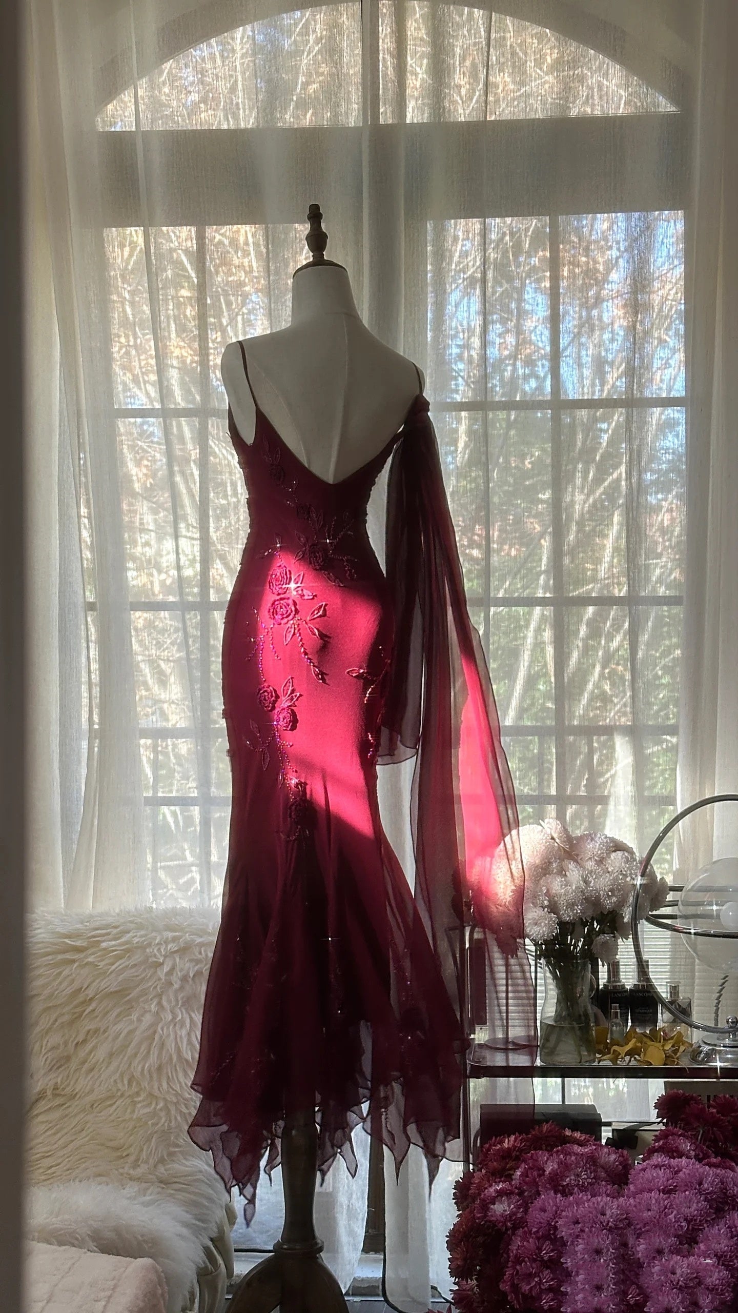 Elegant Mermaid Spaghetti Straps Burgundy Chiffon Classy Prom Dress Inspiration Trending Classy Evening Gowns Classy Party Classy Prom Dress