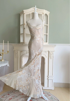 Elegant Mermaid Spaghetti Straps Long Chiffon Long Classy Prom Dress