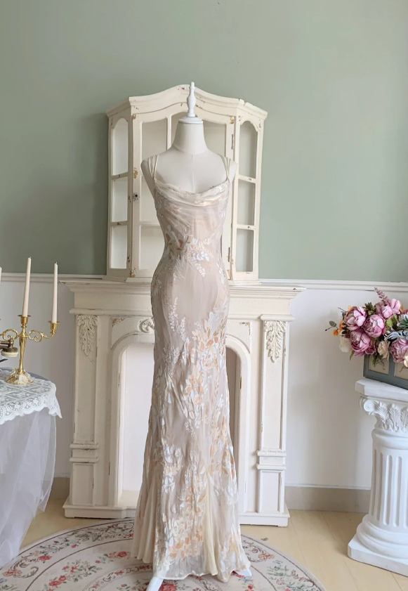 Elegant Mermaid Spaghetti Straps Long Chiffon Long Classy Prom Dress