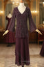 Elegant Mother Of The Bride Dress Sheath V Neck Long Sleeves