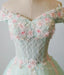 Elegant Off Shoulder Light Green Tulle Sweet 16 Dress, Long Evening Gown