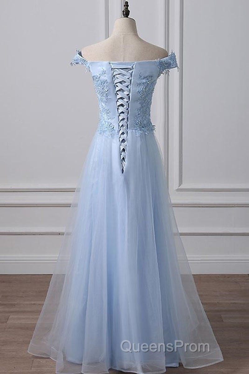 Elegant Off Shoulder Long Sky Blue Lace Evening Prom Dress, Off Shoulder Sky Blue Formal Dress, Sky Blue Lace Evening Dress Secondary image
